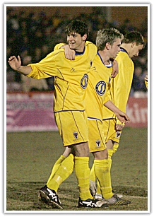 Mark King celebrates his first senior goal.